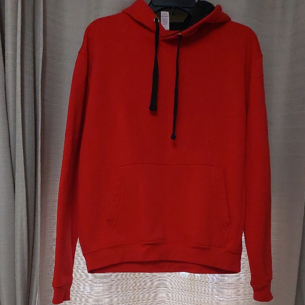 Men Red Hoodie with black drawstring